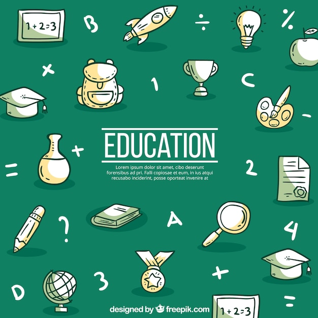 Free vector green education background with elements