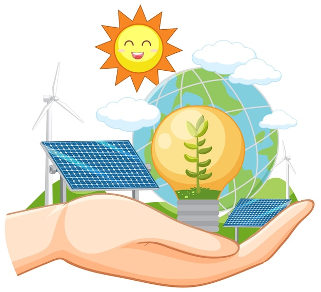 Green energy from natural resources vector concept