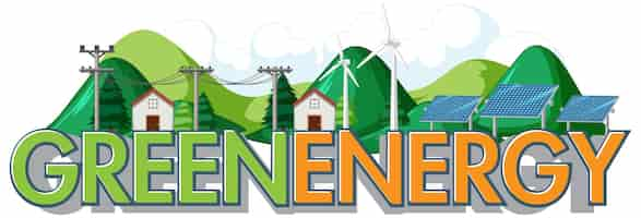 Free vector green energy generated by wind turbine and solar panel