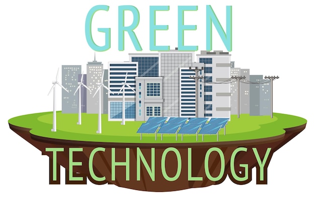 Free vector green energy generated by wind turbine and solar panel