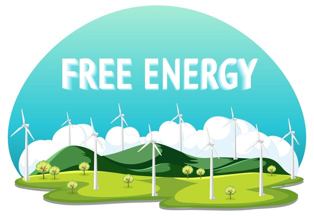 Free vector green energy generated by wind turbine