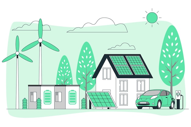 Illustrazione del concetto di industria dell'energia verde