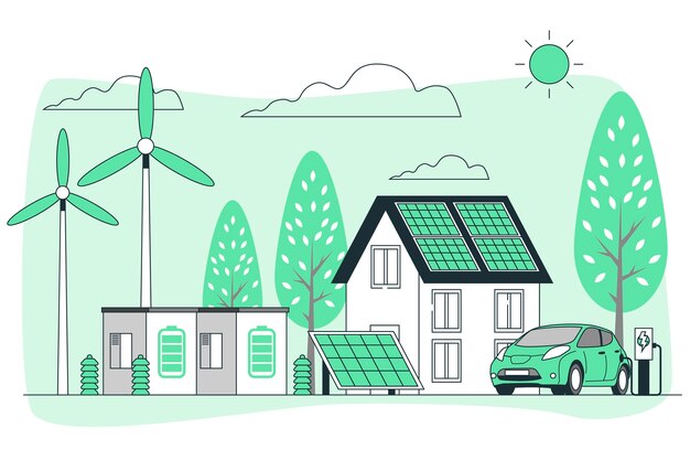 Free vector green energy industry concept illustration