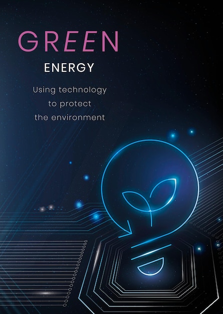 Free vector green energy poster template vector environment technology