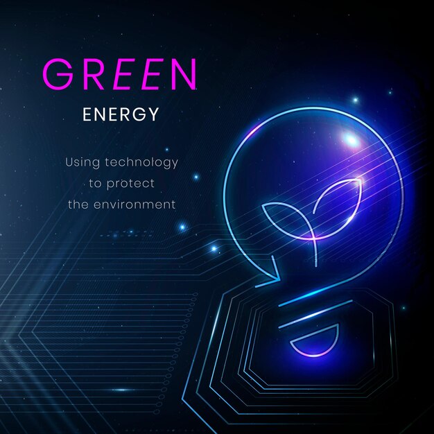 Зеленая энергия технологии шаблон вектор окружающей среды баннер