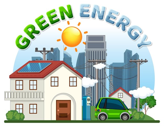 Free vector green energy text banner design