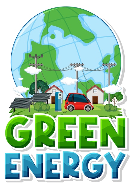 Green energy text banner design