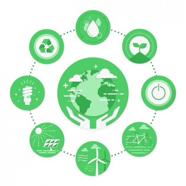 Бесплатное векторное изображение Зеленые иконки окружающей среды