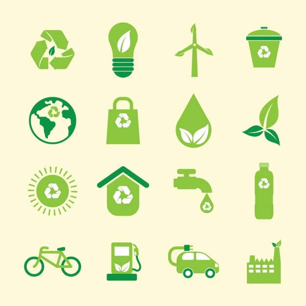 green environmental icons collection