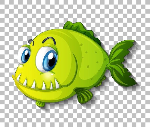 Free vector green exotic fish cartoon character on transparent background