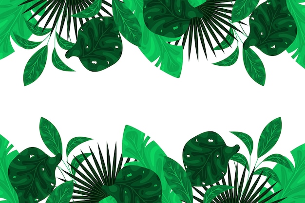 Free vector green exotic leaves background flat design