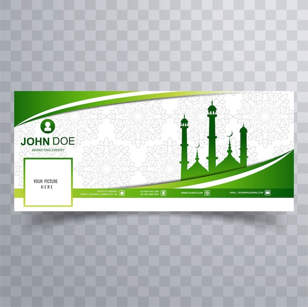 Green facebook cover with mosque