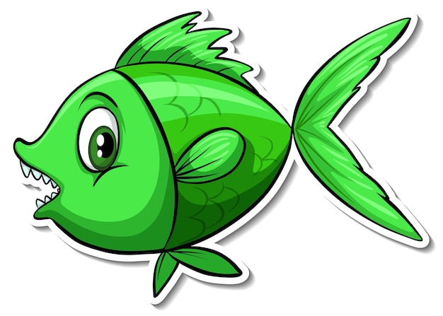 緑​の​魚​の​動物​の​漫画​の​ステッカー