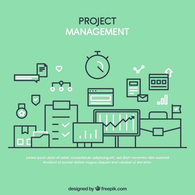 Green flat project management concept