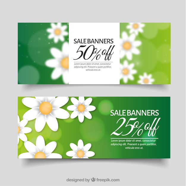 Green floral spring sale banners