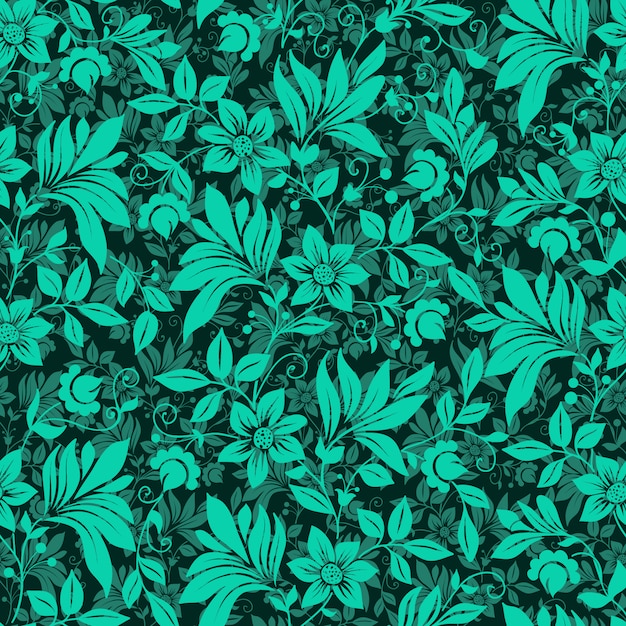 Green flowers pattern background