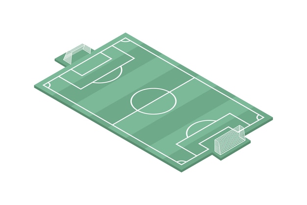 Vettore gratuito icona isometrica del campo da calcio verde su sfondo bianco 3d illustrazione vettoriale