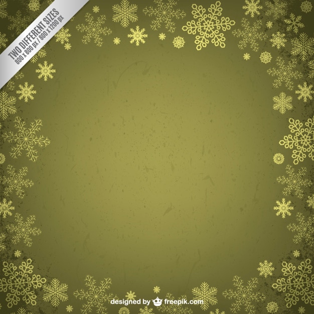 Free vector green frame with snowflakes