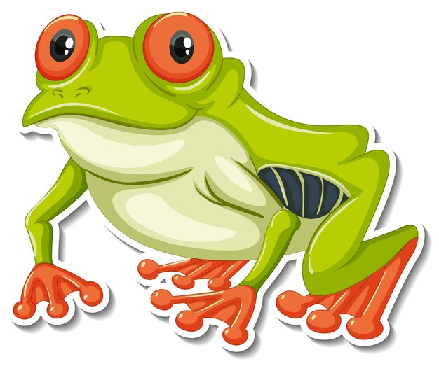 緑のカエルの動物の漫画のステッカー