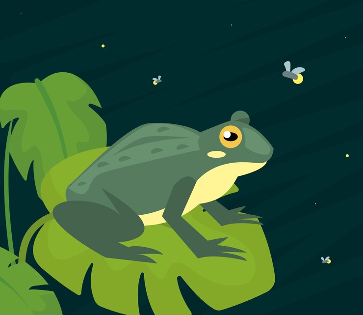 Free Vector green frog in leaf plant