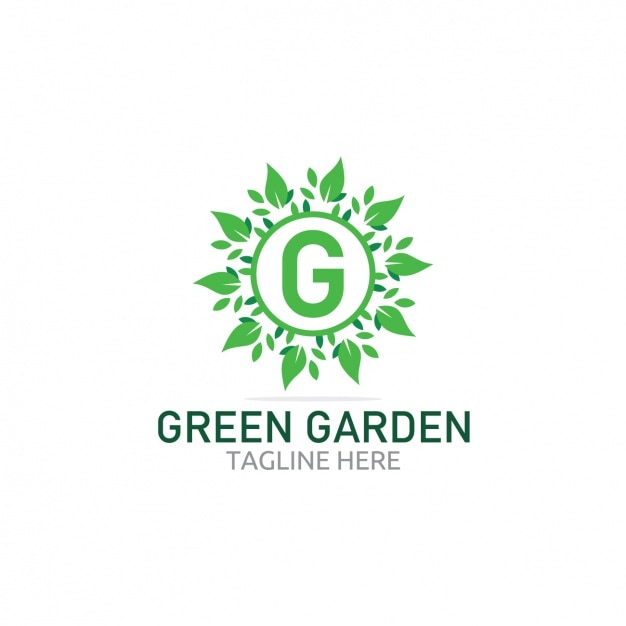 Vettore gratuito logo giardino verde con i fogli