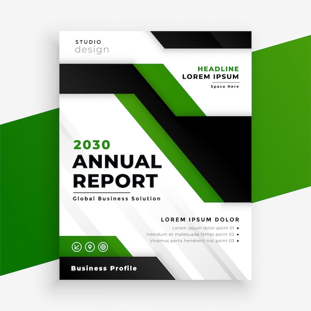 Green geometric annual report business flyer template