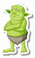 Free vector green goblin or troll cartoon character sticker