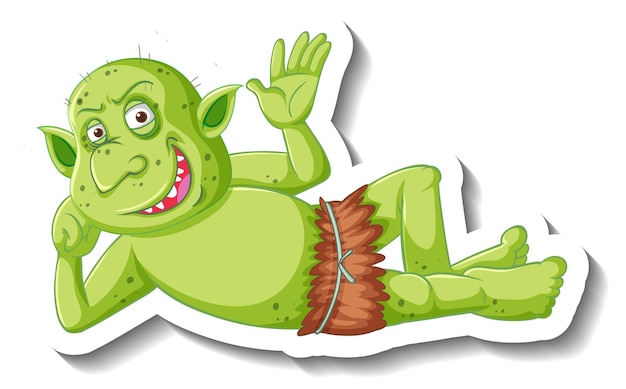 Green goblin or troll cartoon character sticker