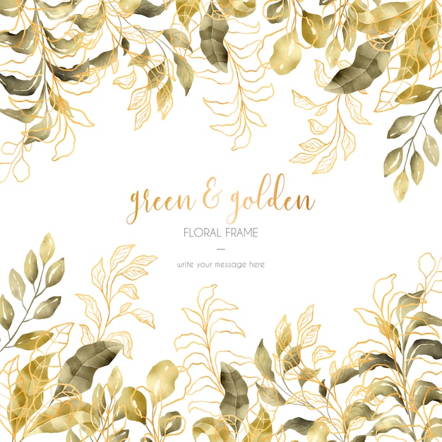 Green and golden floral frame