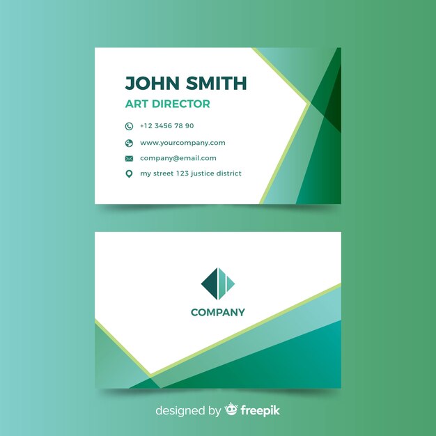 Green gradient abstract business card template