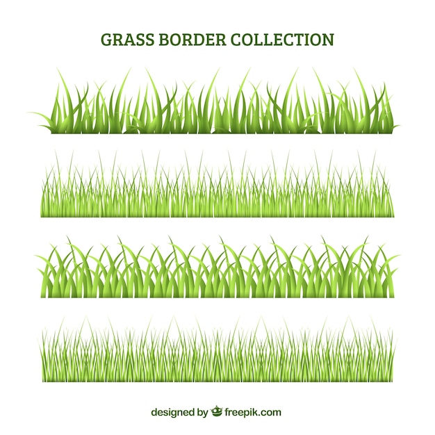 Free vector green grass border set