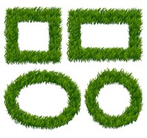 Green grass frames vector set. nature plant, herb pattern, eco growth border illustration