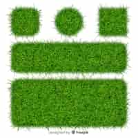 Free vector green grass realistic banner collection