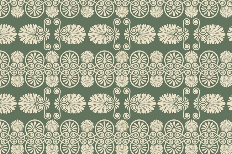 Free Vector green greek key seamless pattern