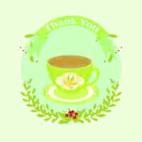 Free vector green greeting card with cup