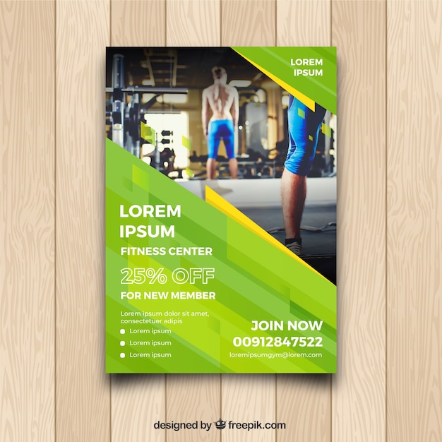 Free vector green gym cover template with image