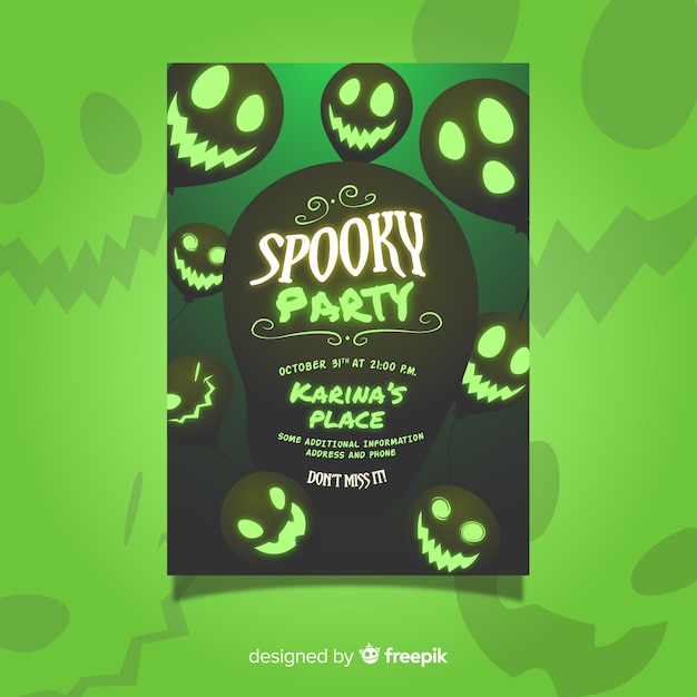 Green halloween spooky party flyer template