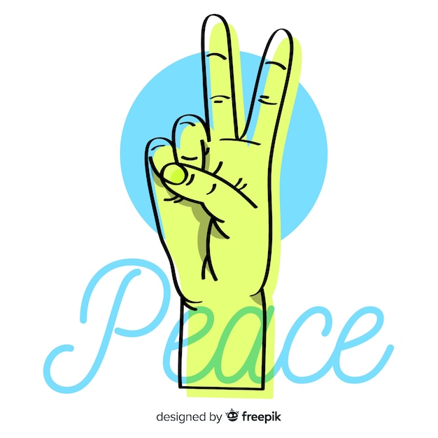Green hand peace sign background