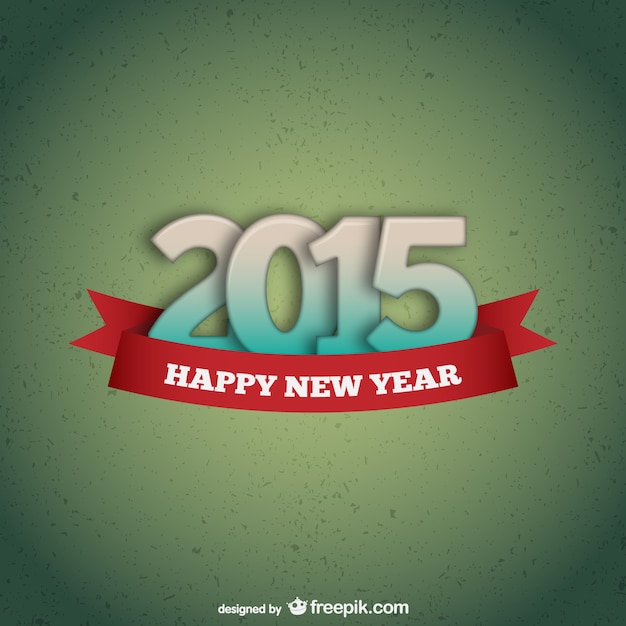 Free vector green happy 2015 card