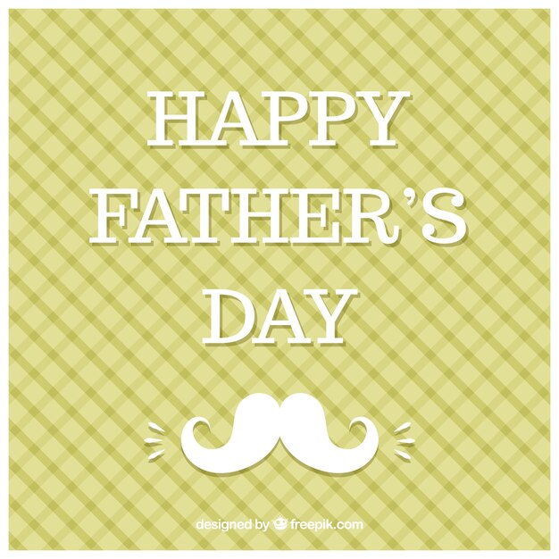 Green happy father's day card with a white moustache