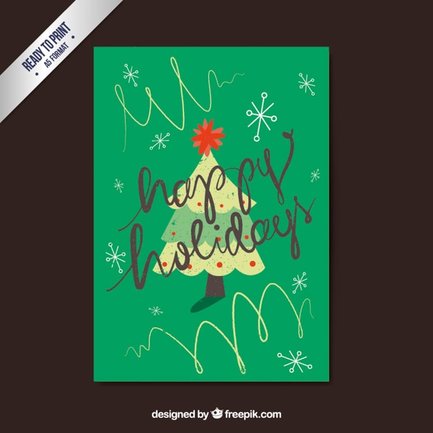 Free vector green happy holiday card