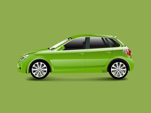 緑色の背景ベクトルの緑のハッチバック車