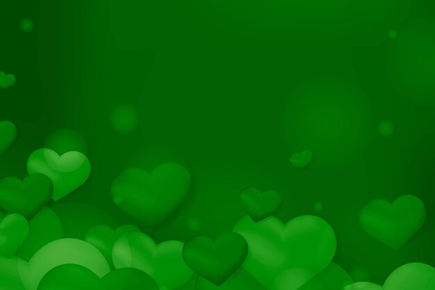 green heart bubble bokeh pattern background