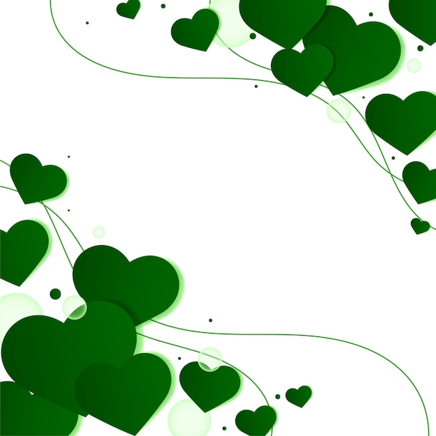 Vettore gratuito sfondo bordo lato cuore verde