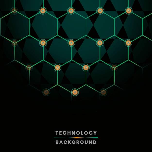 緑の六角形ネットワーク技術の背景のベクトル