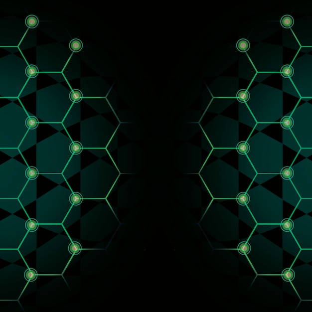 緑の六角形ネットワーク技術の背景のベクトル