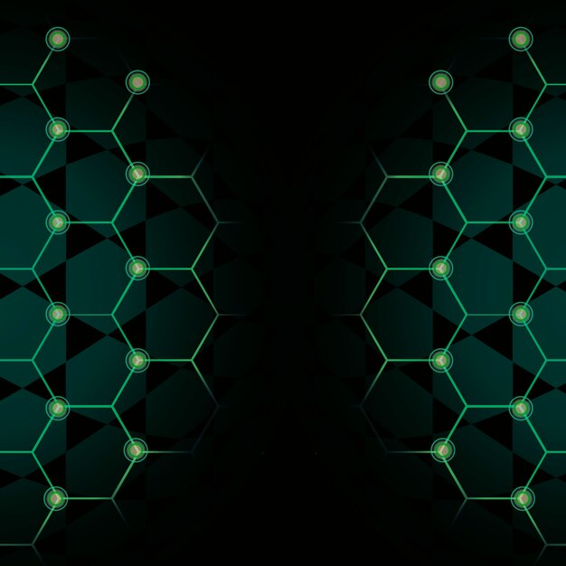 Green hexagon network technology background vector