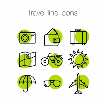 Green icons about travel