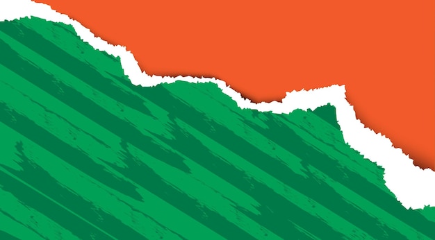 Free vector green ink brush torn paper in orange background