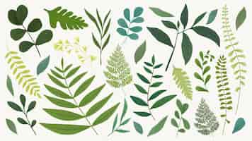 Free vector green leaf design element set on a beige background vector